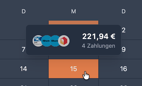 Dividend heatmap with daily popover