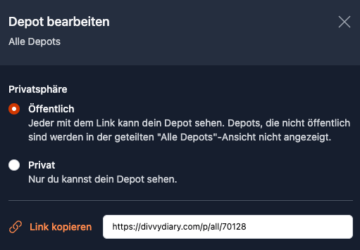 Alle Depots veröffentlichen und teilen