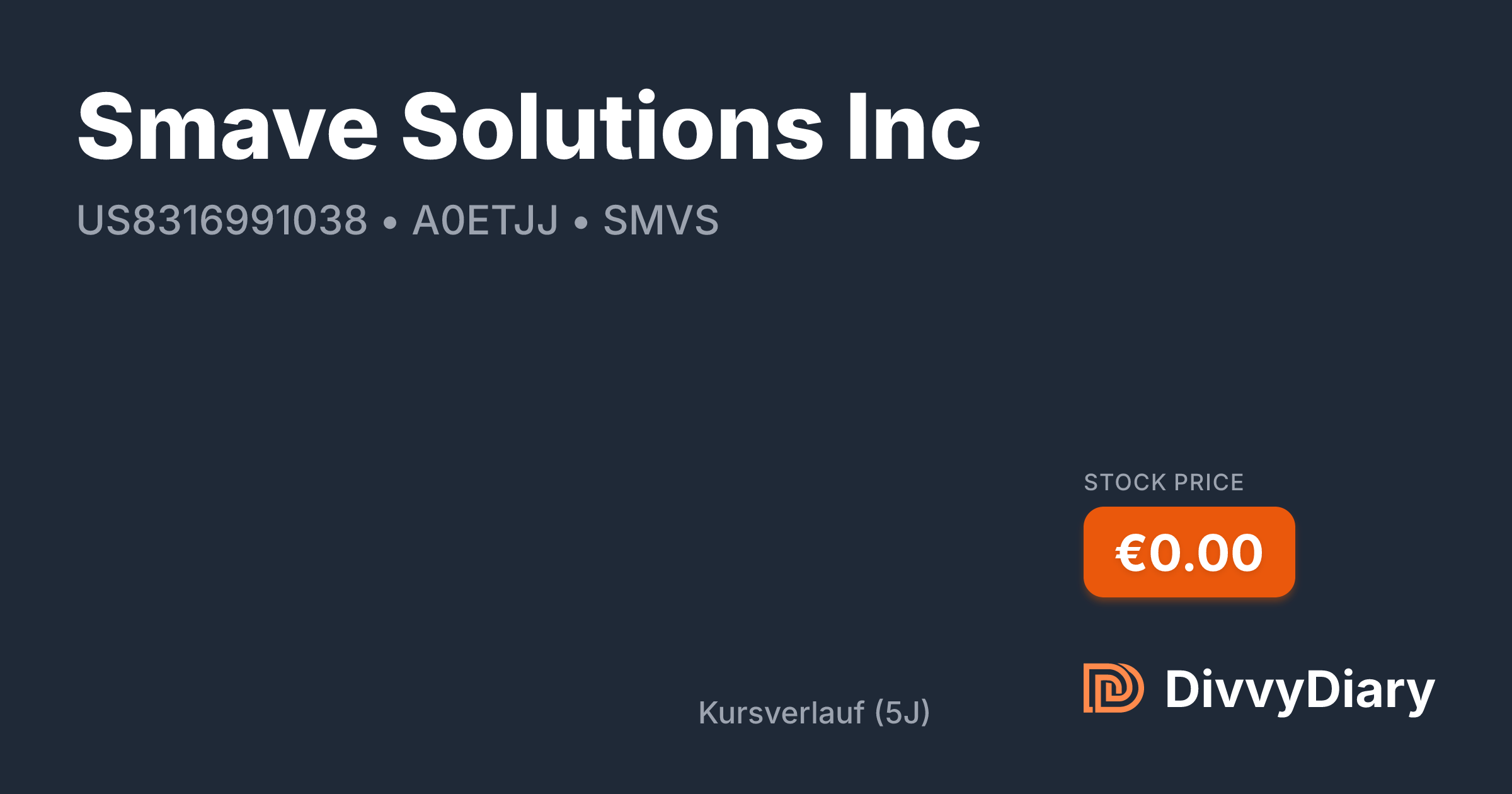 Smave Solutions Inc - WKN A0ETJJ, ISIN US8316991038 | DivvyDiary